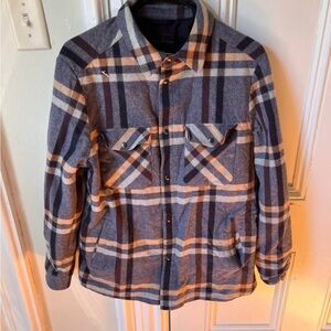 Saks Fifth Avenue Blue and Gray Plaid Shirt Jacket